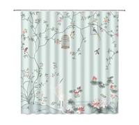 YGMNQAL Shower Curtain Traditional Pine Trees And Crane Flying Landscape Art Waterproof Bathroom Curtains, Hooks(Color-07,W220xH180cm)