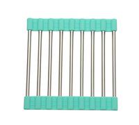 YGMNQAL Stainless Steel Folding Drain Rack Silicone Edging Non-slip Rolling Dishes Drying Container Fruit Storage Board Kitchen Tool(Green)