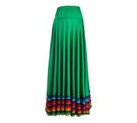 YGMNQAL Womens Flamenco Skirt Folklorico Dance Full Circle Spanish Mexican Folk Stage Performance Costume Dancewear(Green 87cm,Color 14)