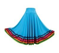 YGMNQAL Womens Flamenco Skirt Folklorico Dance Full Circle Spanish Mexican Folk Stage Performance Costume Dancewear(Sky Blue 75cm,5XL)