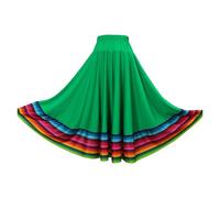 YGMNQAL Womens Flamenco Skirt Folklorico Dance Full Circle Spanish Mexican Folk Stage Performance Costume Dancewear(Green 75cm,3XL)