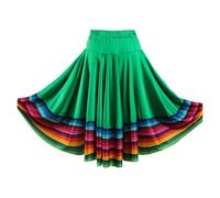 YGMNQAL Womens Flamenco Skirt Folklorico Dance Full Circle Spanish Mexican Folk Stage Performance Costume Dancewear(Green 55cm,3XL)