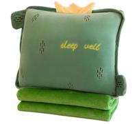 YGMXZL 3 in 1 Travel Blanket and Pillow,Multifunctional Fruit Plush Pillow with Hand Warmer Design for Travel,Camping,Car,Home and Office (Cactus)