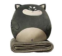 YGMXZL Travel Blanket and Pillow, 3 in 1 Plush Toy, Blanket and Hand Warmer, Foldable Blanket Extend Throw for Home Office Car Sofa (Huskies, L)