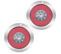Ygmylandbb 4 Inches Round 24 LED Trailer Tail Light, Trailer Brake Lights, only DC 24V Sealed Waterproof Stop Brake Lights Compatible with Trucks RV, Chrome Bezel (4, Red&White)