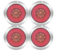 Ygmylandbb 4 Inches Round 24 LED Trailer Tail Light, Trailer Reverse Backup Lights, only DC 24V Sealed Waterproof led Reverse Fog Lights Compatible with Trucks RV, Chrome Bezel, 4Pcs