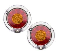 Ygmylandbb 4 Inches Round Trailer Lights, LED Truck Tail Lights 16 LEDs Stop Brake Reverse Backup Running Light with Chrome Bezel, Red Yellow LED Lamps Compatible with Trucks RV, 12-24V, 2Pcs