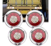 Ygmylandbb 4 Inches Round Trailer Lights, LED Truck Tail Lights 16 LEDs Stop Brake Reverse Backup Running Light with Chrome Bezel, Red White LED Lamps Compatible with Trucks RV, 12-24V, 4Pcs
