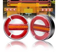 Ygmylandbb 5.6 inches red led round trailer tail lights, Red/Amber LED 24V Trailer Tail Stop Brake Lights Hamburger Style Taillights Running Sequential Flowing Turn Signal Lights 2pcs