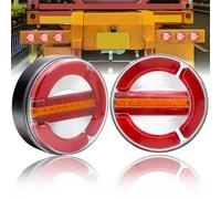 Ygmylandbb LED round trailer tail lights，5.6 Inches brake tail lights for trailer，24V red and amber lights sequential flowing lamp 2pc