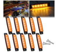 Ygmylandbb LED Side Marker Lights, Indicator Rear Side Trailer Marker Clearance Light, 3.8" 6LED Waterproof Marker Lights, 12V 24V Yellow, 10Pcs