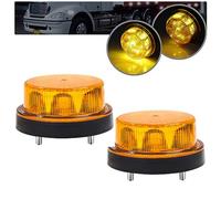 Ygmylandbb LED Strobe Warning Light, Amber Flashing Strobe Beacon Light, 12V 24V Mini Round Rooftop Strobe Beacon Light for Forklift Vehicles Trucks Golf Cart Tractors Cars, 2Pcs (Yellow)