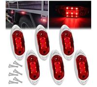 Ygmylandbb LED Trailer Marker Light Truck Side Marker Light 6LED Clearance Marker Lamp for Heavy Duty Truck Trailer RV Cab Boat Bus Lorry, Chrome Bezel, Oval, Red, 12V 24V, 6 Pcs