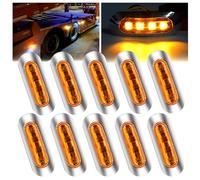 Ygmylandbb Led Trailer Marker Lights, 4 Led Clearance Lights, 12V 24V Side Marker Indicator Lights with Chrome Bezel for Trailer Truck Boat Deck RV Camper, 10Pcs