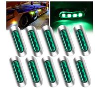 Ygmylandbb Led Trailer Marker Lights, 4 Led Clearance Lights, 12V 24V Side Marker Indicator Lights with Chrome Bezel for Trailer Truck Boat Deck RV Camper, 10Pcs