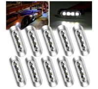 Ygmylandbb Led Trailer Marker Lights, 4 Led Clearance Lights, 12V 24V Side Marker Indicator Lights with Chrome Bezel for Trailer Truck Boat Deck RV Camper, 10Pcs