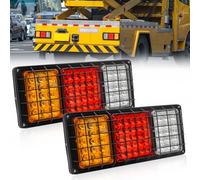 Ygmylandbb LED Trailer Tail Lights, Truck Tail Light Bar, Turn Signal Brake Reverse Running Lights with Iron Net Protection for 24V Truck Boat Snowmobile Trailer Pickup RV, 2Pcs