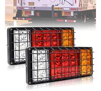Ygmylandbb LED Trailer Tail Lights, Truck Tail Light Bar, Turn Signal Brake Reverse Running Lights with Iron Net Protection for 12V Truck Boat Snowmobile Trailer Pickup RV, 2Pcs