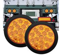 Ygmylandbb LED Truck Tail Light, Trailer Taillight 12V 24V Turn Signal Round Tail Lamp with Rubber Grommet for Truck Trailer Bus Offroad RV Universal, 2pcs (Yellow)