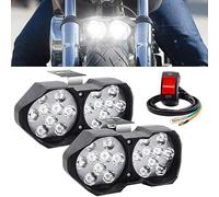 Ygmylandbb Motorcycle Driving Lights LED Fog Spotlight Daytime Running Lights, Super Bright 18SMD Chips Auxiliary Driving Lamp for Bike Truck Boat DC12V Waterproof White 2Pcs