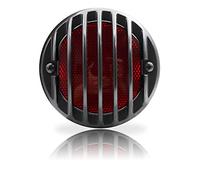 Ygmylandbb Motorcycle Rear Tail Light Brake Stop Light Round Red Lens Grille Ribbed 12V Integrated light license plate lamp1PCS