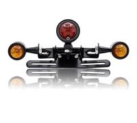 Ygmylandbb Motorcycle Tail Light, Integrated Brake Turn Signal Running lamp, Universal License Plate Lights, Metal Bullet Shape 12V Rear Tail Light, Red and Amber 1Pcs (Black)