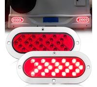 Ygmylandbb Trailer Lights, LED Trailer Tail Lights Oval Arrow Red Sequential Flowing Tail Light with Chrome Frame, 24V for Trailer Truck RV, Super Bright 2Pcs