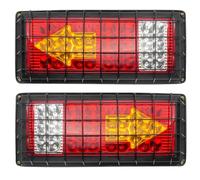 Ygmylandbb Truck Tail Light Bar, 43 LED Trailer Tail Lights, Turn Signal Brake Reverse Tail All In One Trailer Taillights with Iron Net Protection, RV Tail Lights Arrow+Square 2Pcs (Arrow Square 24V)