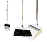 YGNNBC This long handled dustpan and broom set is a versatile sweeping tool, and the windproof, rotating broom with long rod efficiently sweeps the rubbish away (white)