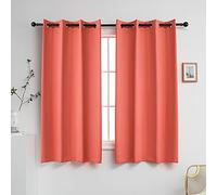 YGO Blackout Room Darkening Solid Curtains Grommet Top Thermal Insulated Curtain Panels for Bedroom Living Room 52 inch W x 63 inch L Set of 2 Panels Coral