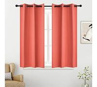 YGO Coral Curtain Panels for Girls Room 54 inch Length Solid Energy Efficient Room Darkening Bedroom Curtains for Short Windows Thermal Insulated Grommet Top 34 x 54 inch