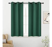 YGO Green Blackout Solid Curtains - Room Darkening Grommet Drapes Thermal Insulated Hunter Green Color Small Window Curtains for Kids Room, 2 Panels Sets (34 x 54 Inches Long, Deep Green)