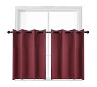 YGO Home Decor Tiered Curtains Window Curtains Thermal Insulated Room Darkening Blackout Curtain Panels for Bedroom and Kitchen 132.1 x 91.4 cm Wine Red Double Pieces