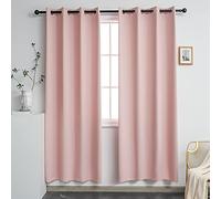 YGO Light Pink Solid Blackout Drapes Room Darkening Pink Themal Insulated Grommet Eyelet Top Nursery Living Room Curtains Each Panel 52W x 72 L Set of 2 Panels