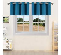 YGO Teal Grommet Curtain Valance Blackout Short Curtains for Small Window (29 x 18 Inch, 2 Panels)
