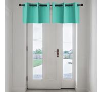 YGO Turquoise Window Valance Curtains - Easy Care Home Decor Tier Curtains with Grommet Top for Basement, Kitchen (29W by 18L, 2 Panels)