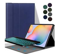 YGoal Keyboard Case for Galaxy Tab S7, German QWERTZ Layout 7 Colors Backlit Detachable Wireless Keyboard PU Leather Keyboard Stand Case Cover for Samsung Galaxy Tab S7 11 Inch T870/T875, Blue