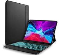 YGoal Keyboard Case for iPad Pro 12.9 2020-7 Colors Backlit Ultra Slim Flip One-Piece Wireless Keyboard Stand Case Cover for iPad Pro 12.9 2020, Black