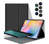 YGoal Keyboard Case for Lenovo Pad Pro, German QWERTZ Layout 7 Colors Backlit Detachable Wireless Keyboard PU Leather Keyboard Stand Case Cover for Lenovo Pad Pro TB-J717F/J706F 11.5 inch, Black