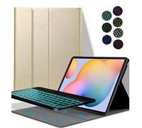 YGoal Keyboard Case for Lenovo tab K10 TB-X6C6, [7 Colors Backlit] Wireless Keyboard PU Leather Keyboard Stand Case Cover for Lenovo tab K10 TB-X6C6, Gold
