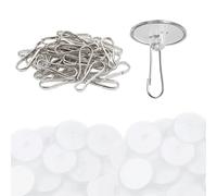 YgonziRuvc Ceiling Hooks Self Adhesive, 100 Packs of Small Sticky Hooks with 100 Loops, Removable Wall Hooks for Party Decorations, Retail Displays, and Home Decor, 3 cm Diameter
