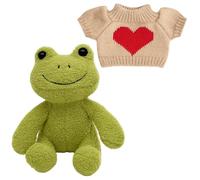 YgonziRuvc Frog Teddy, 2-Piece Frog Plush Set with Outfit, Cute Stuffed Animal Frogs for Kids and Adults, Gifts for Bedtime Companionship, Room Decor, and Emotional Support