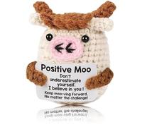 YgonziRuvc Positive Crochet Animals, Highland Cow Pocket Hug, Emotional Support Gift, Motivational Card Positive Crochet Animals Mindfulness Gifts for Women Men Mini Cute Stuff Good Luck Gifts