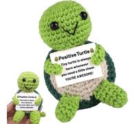 YgonziRuvc Positive Crochet Animals Husband Qifts Emotional Support Crochet Turtle with Positive Words Handmade Knitted Animal for Desk Decor Car Companion Romantic Gifts