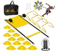 YGORTECH Agility Ladder, Soccer Training Equipment Set, 4 Agility Hurdles, 20ft Speed Ladder, Running Parachute, 12 Football Cones, Jump Rope | Soccer Basketball Athletes Speed Training Yellow