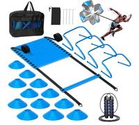 YGORTECH Agility Ladder Speed Training Equipment Set-20ft Agility Ladder,12 Soccer Cones,4 Hurdles, Jump Rope, Running Parachute, Football Soccer Basketball Training Equipment for Kids, Youth, Adults