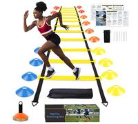 YGORTECH Football Training Equipment Agility Ladder Speed Training Kit for kids 12 Rung 20Ft Agility Ladder, 16 Disc Cones with Carrying Bag for Soccer Basketball Footwork Training (yellow)