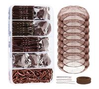YGQQOY Dance Hair Accessories Kit, Dance Stuff with 100 U-shaped Pins, 50 Bobby Pins, 100 Elastic Rubber Bands, 8 Invisible Hair Nets,2 Hair Ties for Ballet Bun,Dance Competitions,Brown