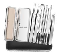 YGQQOY Professional Blackhead Remover Tools,Pimple Popper Tool Kit,Blemish, Whitehead Popping, 8 Pcs Zit Removing for Nose Face, Ingrown Hair Tweezers and Pore Prep Tool