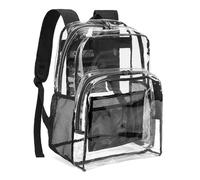 YGR Clear Backpack Heavy Duty PVC Transparent Backpack Multiple Pockets Bookbag for Concert Work Security Travel Festival, Black, Modern